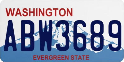 WA license plate ABW3689