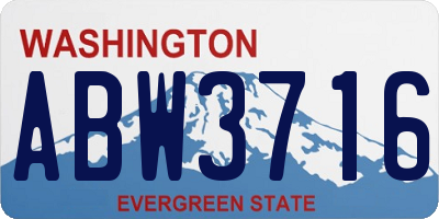 WA license plate ABW3716