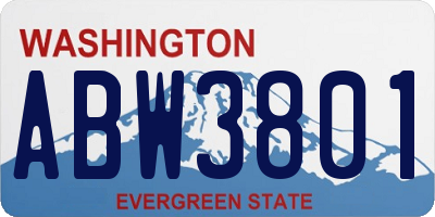 WA license plate ABW3801