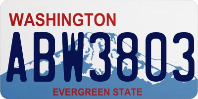 WA license plate ABW3803