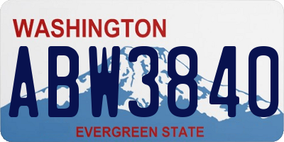 WA license plate ABW3840
