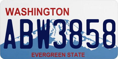 WA license plate ABW3858