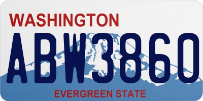 WA license plate ABW3860