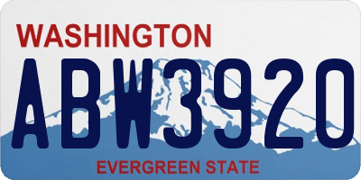WA license plate ABW3920