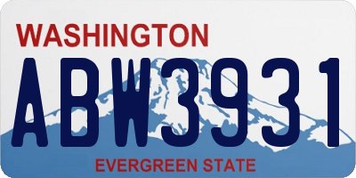 WA license plate ABW3931