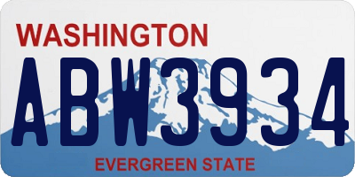 WA license plate ABW3934