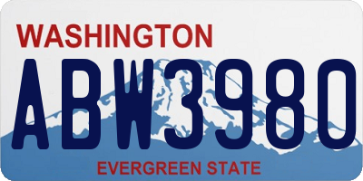 WA license plate ABW3980