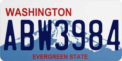 WA license plate ABW3984
