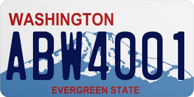 WA license plate ABW4001