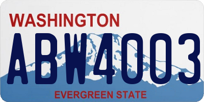 WA license plate ABW4003