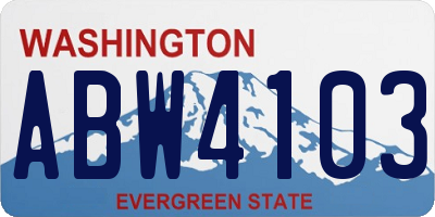WA license plate ABW4103