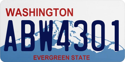 WA license plate ABW4301