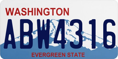 WA license plate ABW4316
