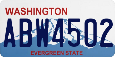 WA license plate ABW4502