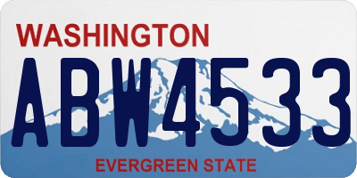 WA license plate ABW4533