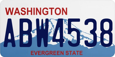 WA license plate ABW4538