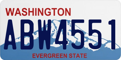 WA license plate ABW4551