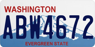 WA license plate ABW4672