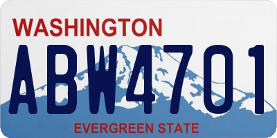 WA license plate ABW4701