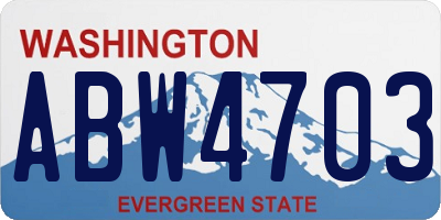 WA license plate ABW4703