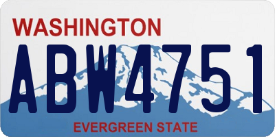 WA license plate ABW4751