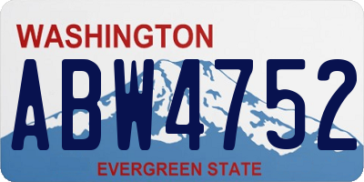 WA license plate ABW4752