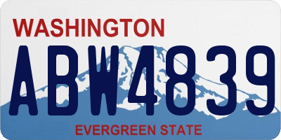 WA license plate ABW4839