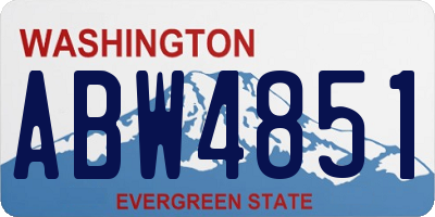 WA license plate ABW4851