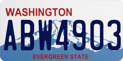 WA license plate ABW4903