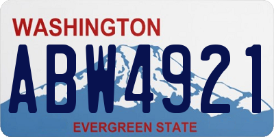 WA license plate ABW4921