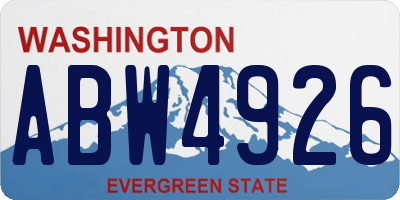 WA license plate ABW4926
