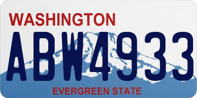WA license plate ABW4933