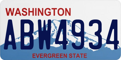 WA license plate ABW4934