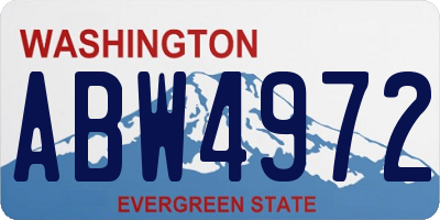WA license plate ABW4972