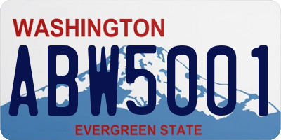 WA license plate ABW5001