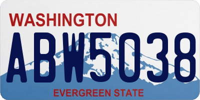 WA license plate ABW5038