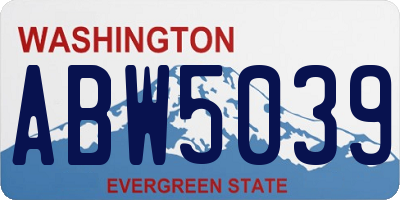 WA license plate ABW5039