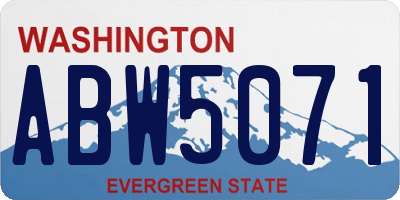 WA license plate ABW5071
