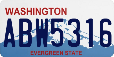 WA license plate ABW5316