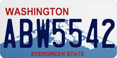 WA license plate ABW5542