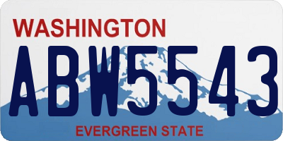WA license plate ABW5543