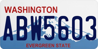 WA license plate ABW5603