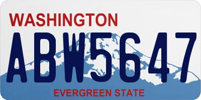 WA license plate ABW5647