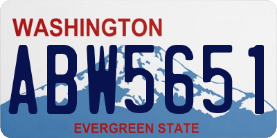 WA license plate ABW5651