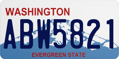 WA license plate ABW5821