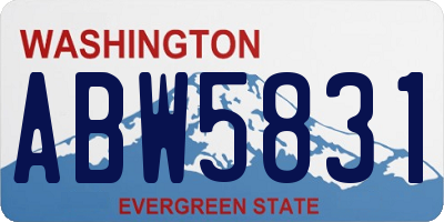 WA license plate ABW5831