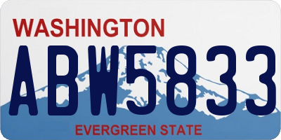WA license plate ABW5833