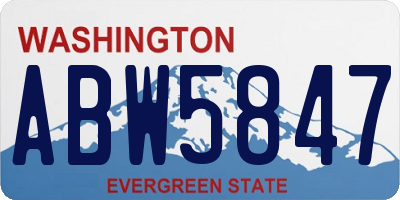 WA license plate ABW5847