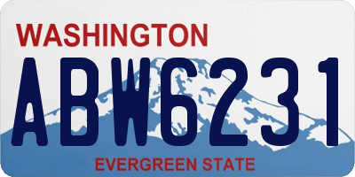 WA license plate ABW6231