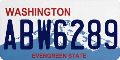 WA license plate ABW6289